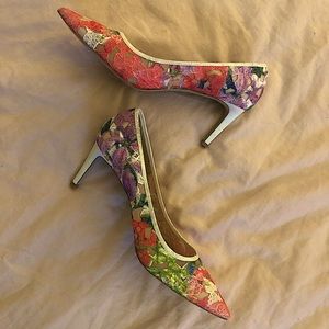 Bettye Muller Anthropologie Embroidered heels 8.5